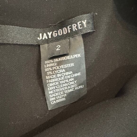 Jay Godfrey Black and Blue Color Block One Shoulder Silk Cocktail Dress Size 2 - Picture 5 of 5